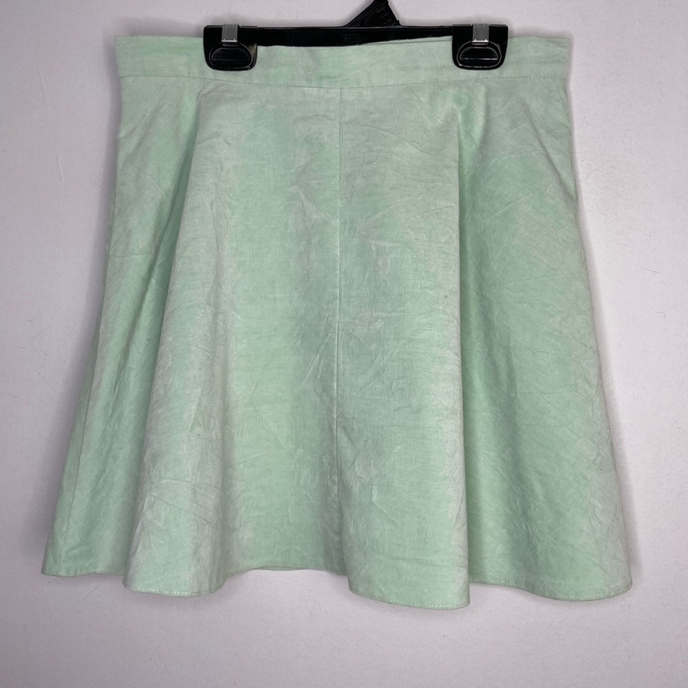 Topshop fit & flare coated velour mint green mini skirt